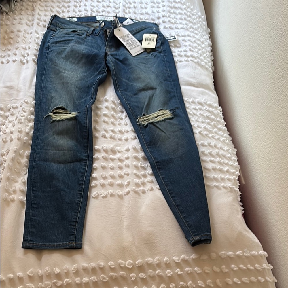 Lucky Brand Blue Skinny Jeans with Distressed Details